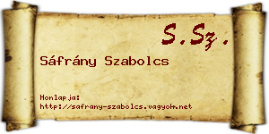 Sáfrány Szabolcs névjegykártya
